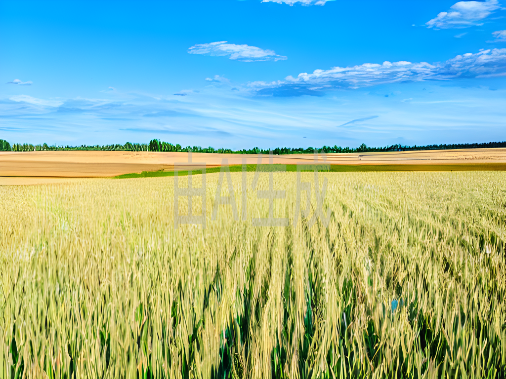 农田景观与谷物种植、田园风光和蓝天
